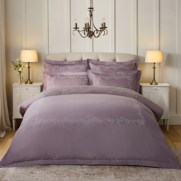 Dorma Camerelle Embroidery 100% Cotton Sateen Duvet Cover & Pillowcase Set - image 1
