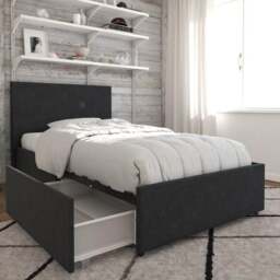 Novogratz Kelly 2 Drawer Bed, Linen - thumbnail 1