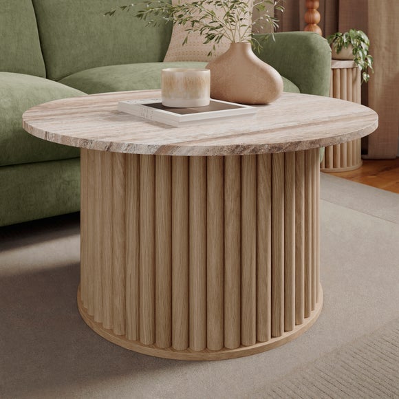 Lucin Travertine Effect Round Coffee Table - image 1