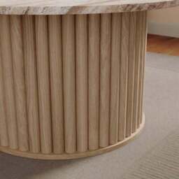Lucin Travertine Effect Round Coffee Table - thumbnail 3