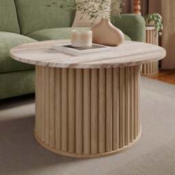 Lucin Travertine Effect Round Coffee Table