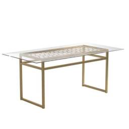 Cosmo Living Juliette 6 Seater Rectangle Dining Table, Glass Top & Brass Legs - thumbnail 5