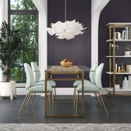 Cosmo Living Juliette 6 Seater Rectangle Dining Table, Glass Top & Brass Legs - thumbnail 1