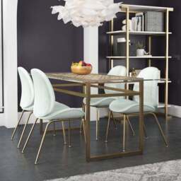 Cosmo Living Juliette 6 Seater Rectangle Dining Table, Glass Top & Brass Legs - thumbnail 2