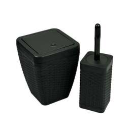 Addis Rattan Black Toilet Brush & Bin Set - thumbnail 5