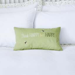 Think Happy Bee Happy Green Cushion - thumbnail 1