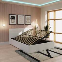 Side Lift Ottoman Bed, Faux Leather - thumbnail 2