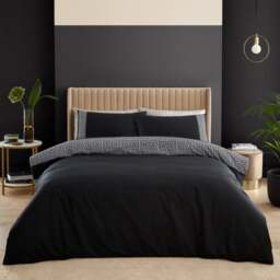 Catherine Lansfield Artemis Greek Key Black Duvet Cover and Pillowcase Set - thumbnail 1