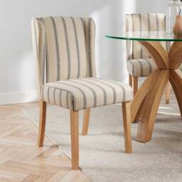 Oswald Set of 2 Dining Chairs, Folkstone Blue Stripe - thumbnail 1