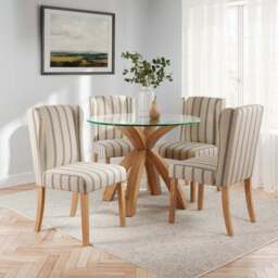 Oswald Set of 2 Dining Chairs, Folkstone Blue Stripe - thumbnail 2
