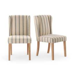 Oswald Set of 2 Dining Chairs, Folkstone Blue Stripe - thumbnail 6
