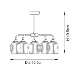 Vogue Leroy 5 Light Ribbed Pendant Light - thumbnail 6