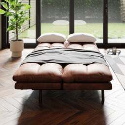 Harrison Quilted Faux Leather Clic Clac Sofa Bed - thumbnail 2