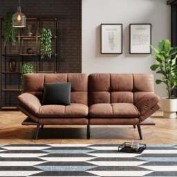 Harrison Quilted Faux Leather Clic Clac Sofa Bed - thumbnail 3