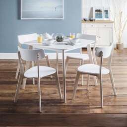Casa 4 Seater Square Dining Table with 4 Chairs, White - thumbnail 2