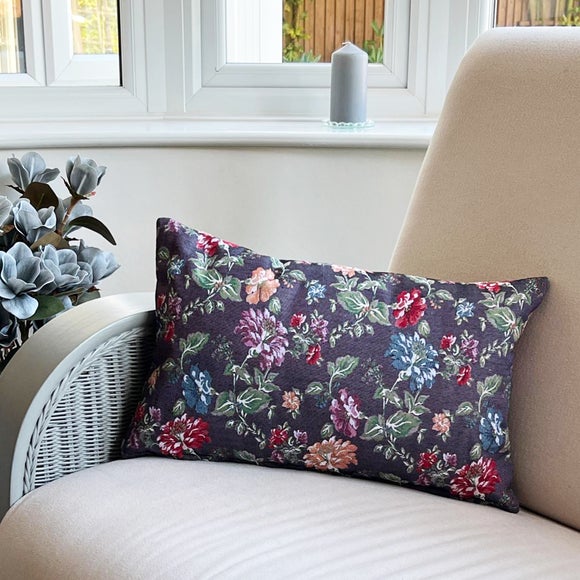 Daro Tapestry Blackcurrant Floral Rectangular Cushion - image 1