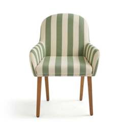Agnes Carver Dining Chair, Olive Green Striped Fabric - thumbnail 4