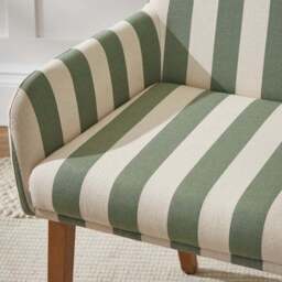 Agnes Carver Dining Chair, Olive Green Striped Fabric - thumbnail 6