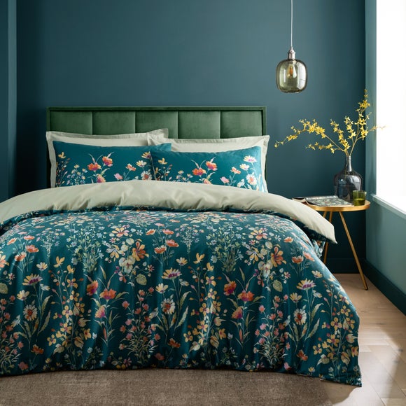 Watercolour Floral Velour Duvet Cover & Pillowcase Set