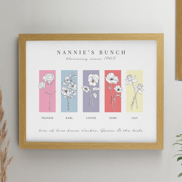 Personalised Birth Flower Family of 5 Framed Print - image 1