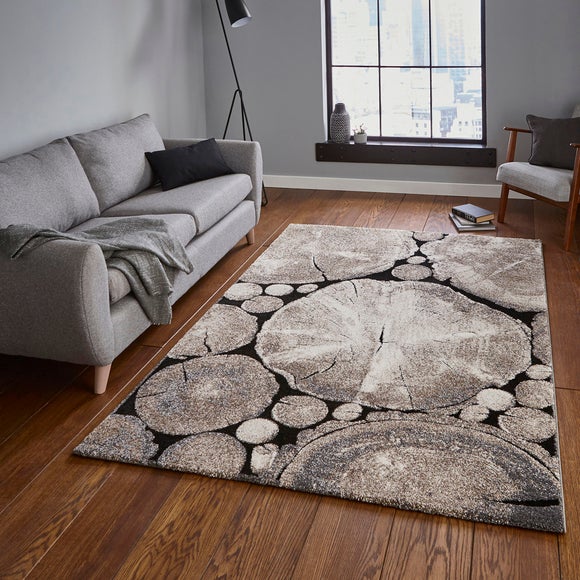 Beige and Black Woodland 6318 Rug - image 1