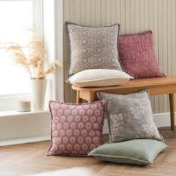 Global Floral Burgundy Square Cushion Cover - thumbnail 5