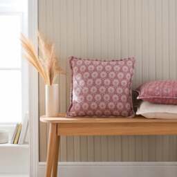 Global Floral Burgundy Square Cushion Cover - thumbnail 1