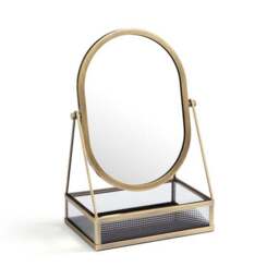 Industrial Gold Oval Dressing Table Mirror - thumbnail 2
