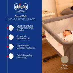 Chicco Next to Me Essential Crib with Mattress Topper and Sheets Bundle - thumbnail 2
