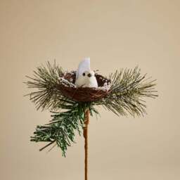 Snowbird in Nest with Frosted Foliage Pick - thumbnail 2