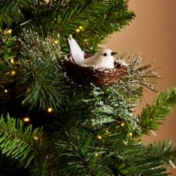 Snowbird in Nest with Frosted Foliage Pick - thumbnail 1