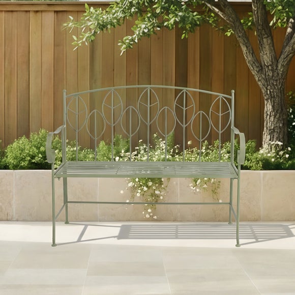 Rustic Leaf Metal Bench - image 1