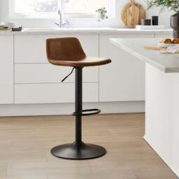 Jayden Height Adjustable Barstool, Faux Leather