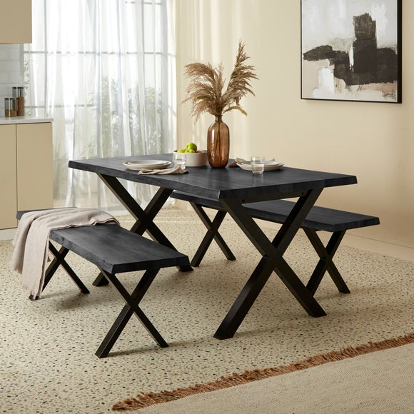 Ezra 6 Seater Rectangular Dining Table with 2 Benches - image 1