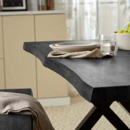 Ezra 6 Seater Rectangular Dining Table with 2 Benches - thumbnail 2