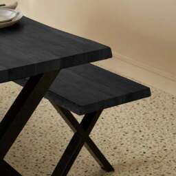 Ezra 6 Seater Rectangular Dining Table with 2 Benches - thumbnail 3