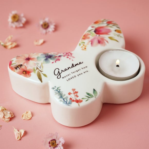 The Cottage Garden Floral Butterfly Ceramic Tealight Holder - image 1