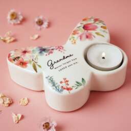The Cottage Garden Floral Butterfly Ceramic Tealight Holder - thumbnail 1