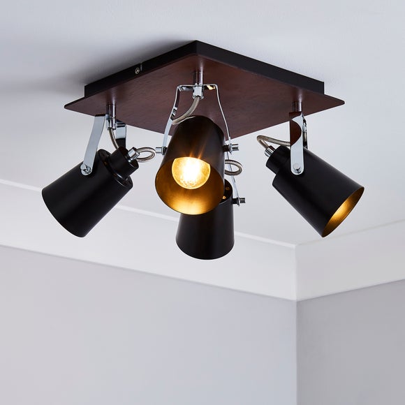 Johan 4 Light Black Semi Flush Spotlight - image 1