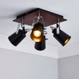 Johan 4 Light Black Semi Flush Spotlight - thumbnail 1