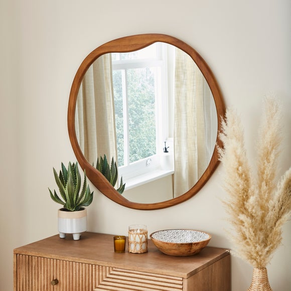 Pebble Wood Round Wall Mirror - image 1