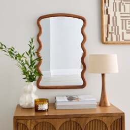 Cleo Rectangle Wood Wiggle Wall Mirror - thumbnail 1