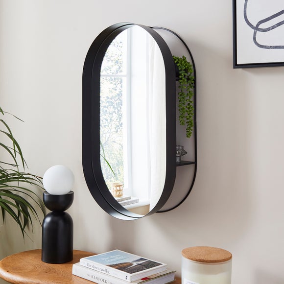 New York Oval Wall Mirror with Shelves - image 1