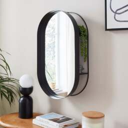New York Oval Wall Mirror with Shelves - thumbnail 1
