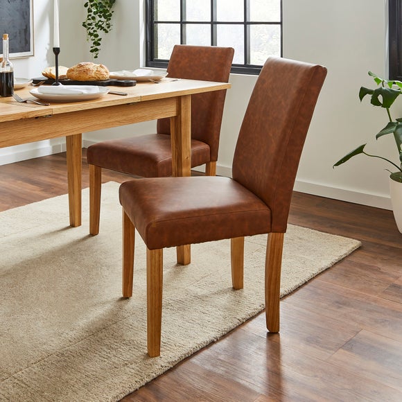 Hugo Set of 2 Dining Chairs, Distressed Faux Leather - image 1