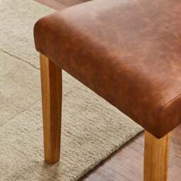 Hugo Set of 2 Dining Chairs, Distressed Faux Leather - thumbnail 4