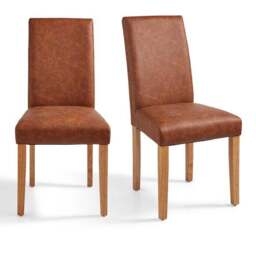 Hugo Set of 2 Dining Chairs, Distressed Faux Leather - thumbnail 5