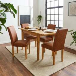 Hugo Set of 2 Dining Chairs, Distressed Faux Leather - thumbnail 2