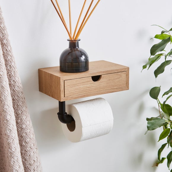 Cromford Toilet Roll Holder with Wooden Drawer - image 1