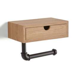 Cromford Toilet Roll Holder with Wooden Drawer - thumbnail 3